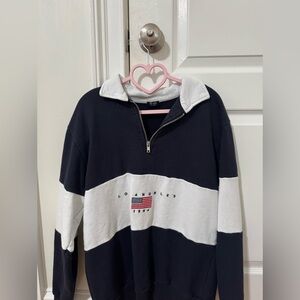 Brandy Melville Black and White Zip-Up Sweater